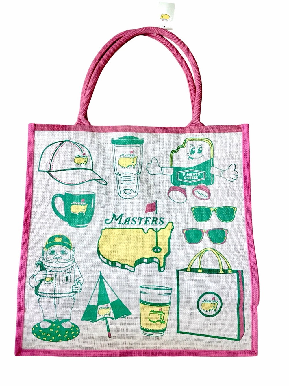 2026 Masters Tournament Jute Bag Large Tote Pink Augusta National Golf Club NWT